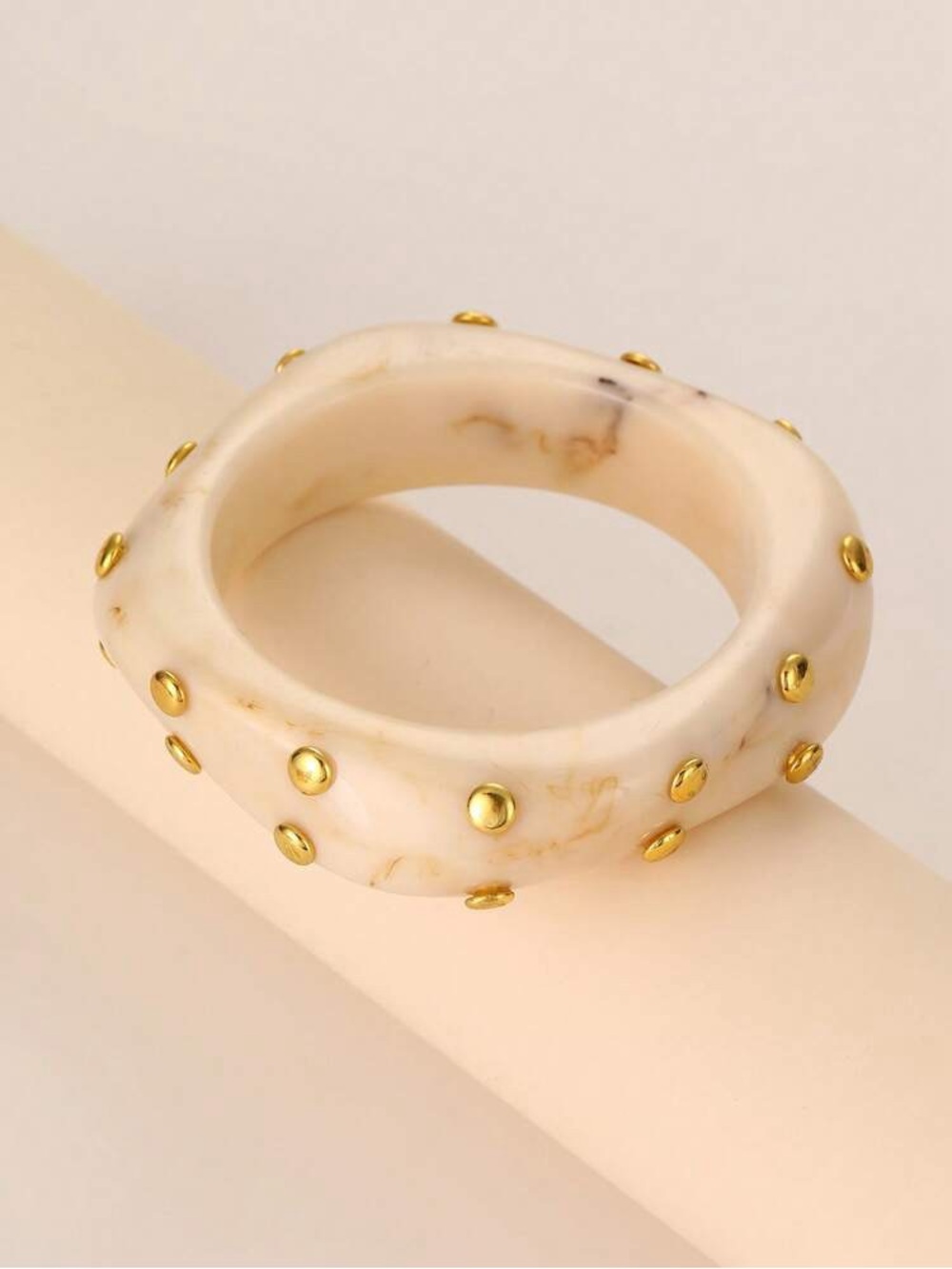NWOT Gold-Studded Cream Resin Bracelet set of 1